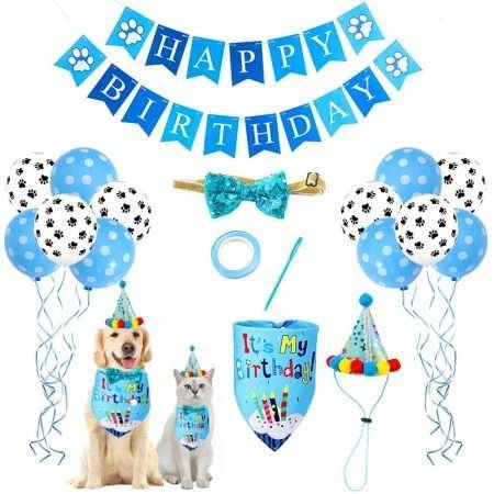 Kit Cumpleañearo Gatos y Perros - Celeste